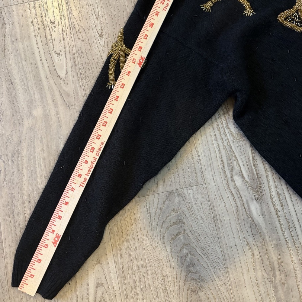 90's Sweater IB Diffusion Gold Bows Women's Size XL Silk Lambs wool Rabbit Hair‎ - Picture 6 of 6